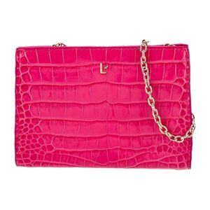 Larroudé Erin Clutch in Pink Stamped Leather (NWOT)